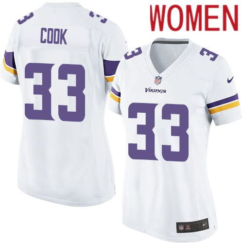 Women Minnesota Vikings #33 Dalvin Cook Nike White Player Game NFL Jersey->women nfl jersey->Women Jersey
